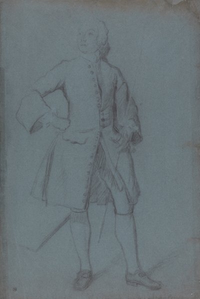 Mann, der einen Stab in der linken Hand hält, Ganzfigur von Allan Ramsay