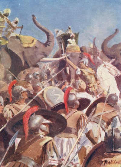 Alexanders Schlacht mit Porus am Jhelum von Allan Stewart