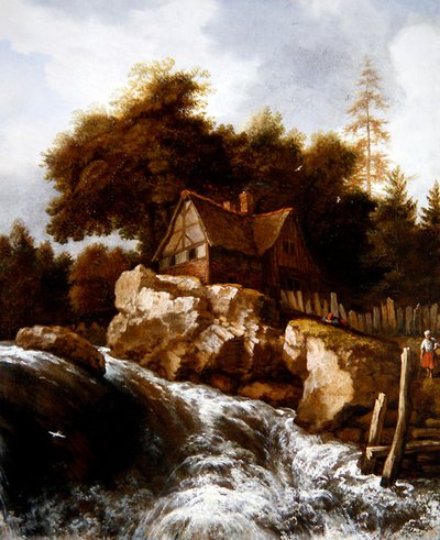 Eine felsige nordische Landschaft mit Bauern auf einem Pfad von Allart van Everdingen