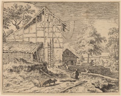 Hütte mit zwei Leitern von Allart van Everdingen