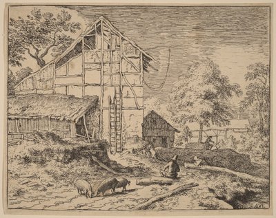 Hütte mit zwei Leitern von Allart van Everdingen