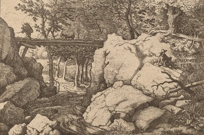 Ziege auf einer kleinen Brücke von Allart van Everdingen