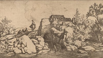 Reiter auf einer Steinbrücke, wahrscheinlich ca. 1645-1656 von Allart van Everdingen