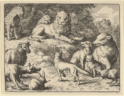 Renard wird von den Tieren vor dem Löwen angeklagt, 1650-75 von Allart van Everdingen