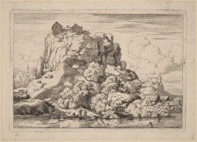 Fluss am Fuß eines hohen Felsens von Allart van Everdingen