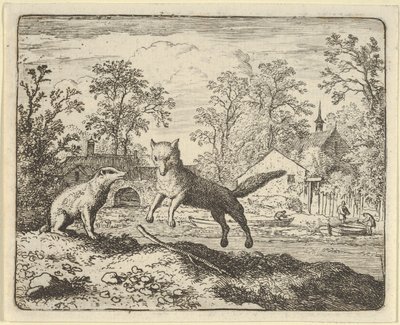 Der Dachs verhängt als Strafe dreimal über einen Stock auf dem Boden zu springen, 1650-75 von Allart van Everdingen