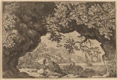 Blick durch einen durchbrochenen Felsen, wahrscheinlich um 1645-1656 von Allart van Everdingen