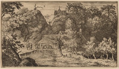Wassermühle am Fuße eines Berges von Allart van Everdingen