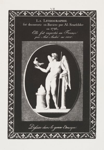 Die Kunst der Lithographie: Widmungsblatt, Platte VII von Alois Senefelder