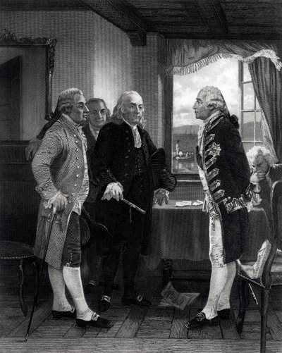 Die Friedenskonferenz auf Staten Island, Interview zwischen Lord Howe und dem Kongressausschuss, 11. September 1776 von Alonzo Chappel