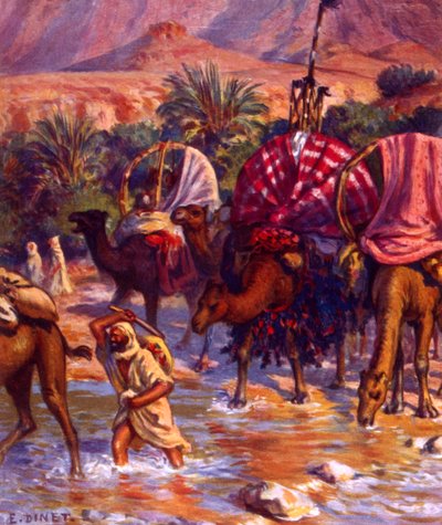 Gruppe arabischer Nomaden in der Wüste von Alphonse Etienne Dinet