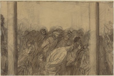 Menschenmenge zwischen zwei Säulen gesehen [verso] von Alphonse Legros