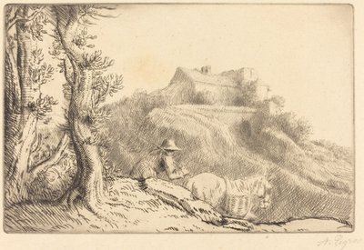 Bauernhof auf einem Hügel (La ferme sur la colline) von Alphonse Legros