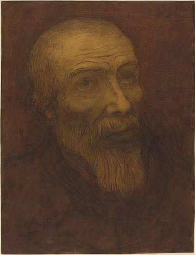 Kopf eines glatzköpfigen Mannes mit Bart, 1906 von Alphonse Legros