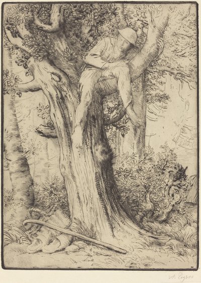 Landschaft mit einem Jungen im Baum Paysage avec un garçon grimpé sur un arbre, dite Le dénicheur d