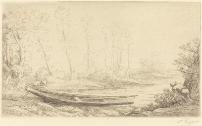 Mann mit einem Kahn, Figur nach rechts von Alphonse Legros
