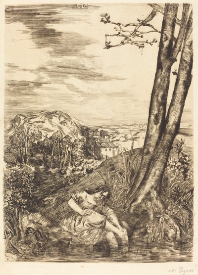 Bäuerin wäscht ihre Füße, 1860 von Alphonse Legros