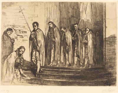 Prozession verlässt eine Kirche La sortie de la procession von Alphonse Legros