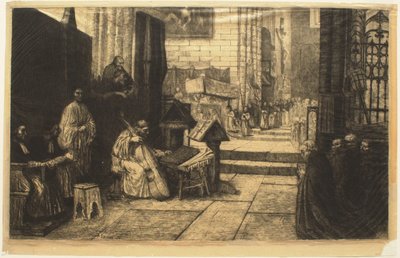 Prozession in einer spanischen Kirche von Alphonse Legros