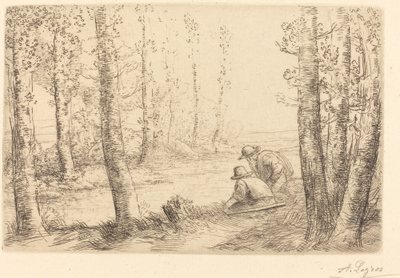 Ruhe entlang der Flussufer Repos au bord de la rivière von Alphonse Legros