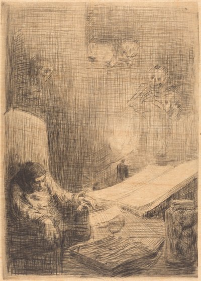 Schlafender Gelehrter Le savant endormi von Alphonse Legros