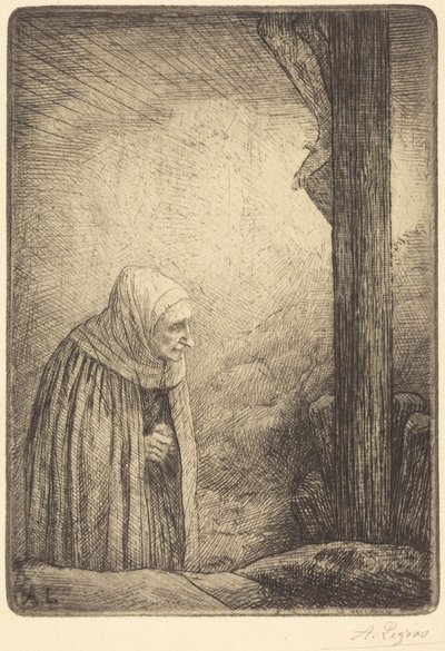 Frau am Fuße des Kreuzes von Alphonse Legros