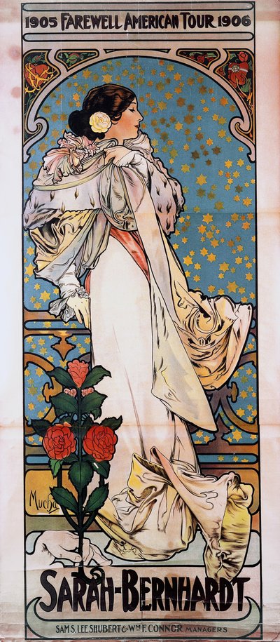 Ein Plakat für Sarah Bernhardts Abschiedstournee in Amerika, 1905-1906 von Alphonse Mucha