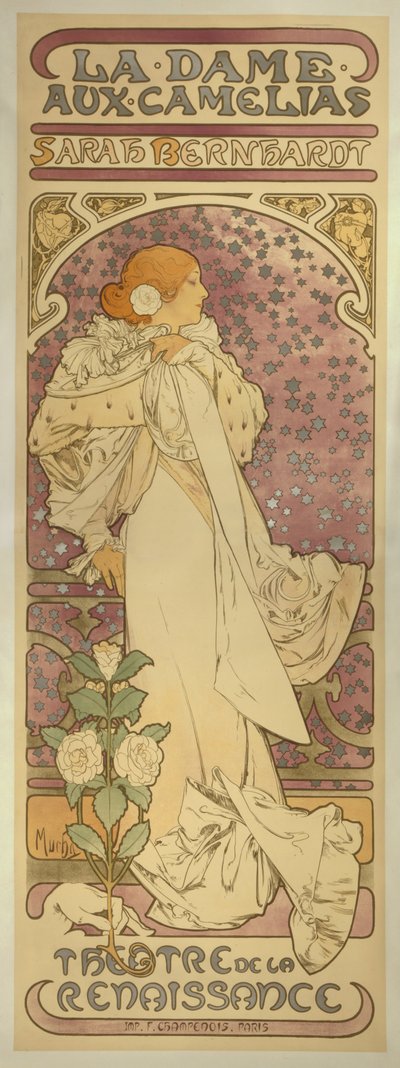 "La Dame aux Camélias", mit Sarah Bernhardt von Alphonse Mucha