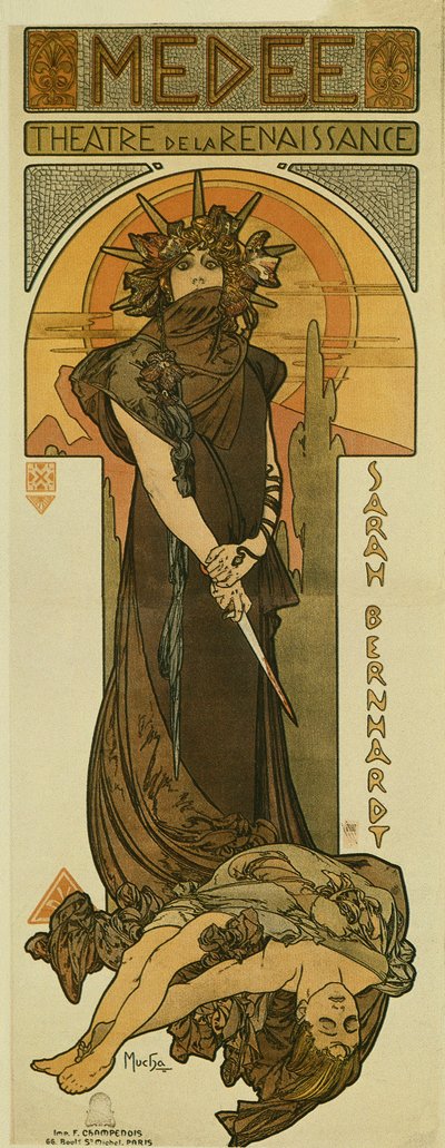Sarah Bernhardt als Medee im Renaissance-Theater, 1898 von Alphonse Mucha