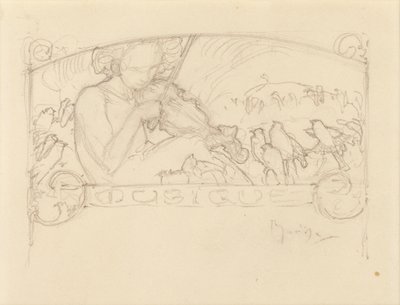Studie einer Frau, die Geige spielt von Alphonse Mucha
