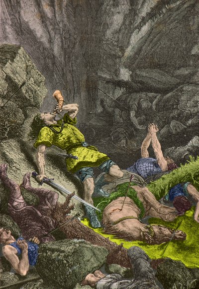 Der Ritter Roland bläst das Horn in Roncevaux im Jahr 778 von Alphonse Marie de Neuville