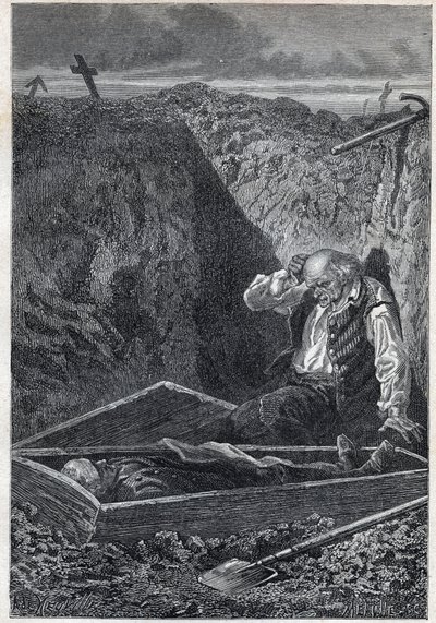 Die Friedhöfe nehmen, was ihnen gegeben wird - Illustration von Alphonse De Neuville (1835-1885) für „Les Misérables - Zweiter Teil: Cosette“ von Victor Hugo (1802-1885) 1862 von Alphonse Marie de Neuville