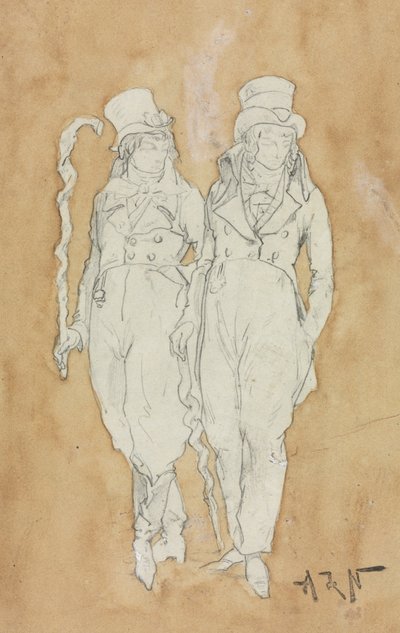 Zwei junge Männer der Mode stehend, zweite Hälfte des 19. Jahrhunderts von Alphonse Marie de Neuville