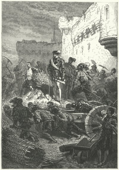 Franz, Herzog von Guise, überwacht den Bau der Verteidigungsanlagen von Metz, 1552 von Alphonse Marie de after Neuville