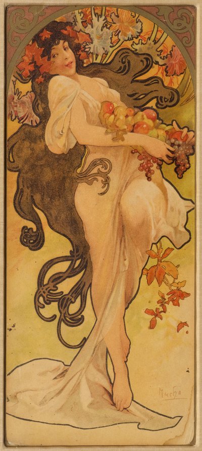 Herbst aus der Serie Les Saisons, ca. 1900 von Alphonse Mucha