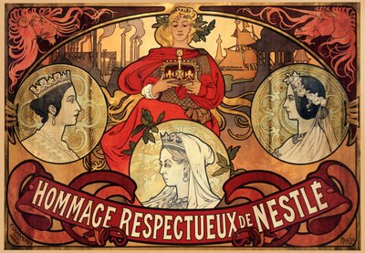 Plakat für Nestlé, Hommage an das Diamantjubiläum von Königin Victoria, 1897 von Alphonse Mucha