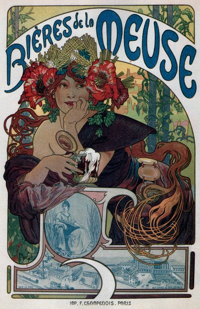 Plakat für die Bières de la Meuse, 1897 von Alphonse Mucha