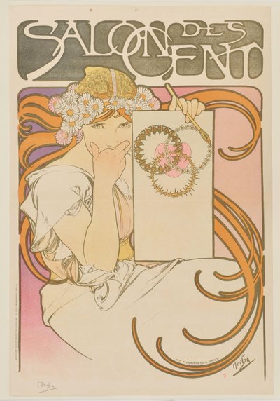 Salon des Cent. Juni 1897 (Probe vor dem Schriftzug) von Alphonse Mucha