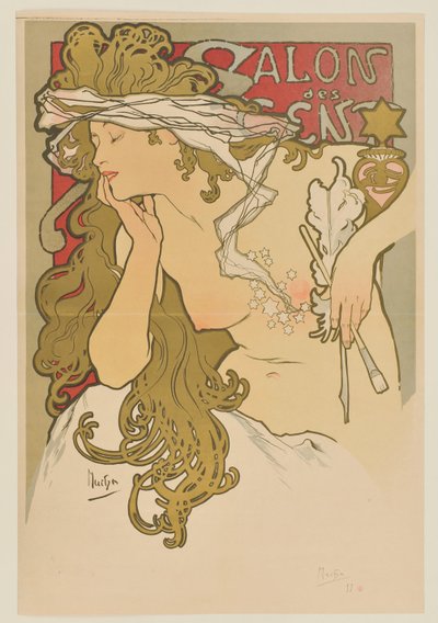 [Salon des Cent. März-April 1896 (Probe vor dem Schriftzug)] von Alphonse Mucha