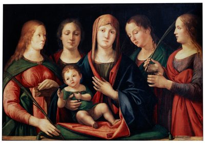 Madonna und Kind mit Maria Magdalena, der Heiligen Katharina und zwei Heiligen, 1504 von Alvise Vivarini