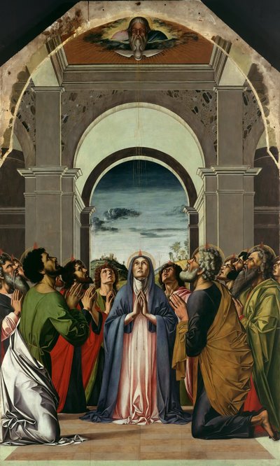 Der Abstieg des Heiligen Geistes. Zentrales Panel des Polyptychons von Pfingsten, ca. 1475 von Alvise Vivarini