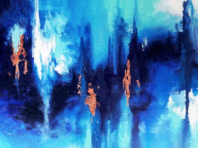Blau Kupfer Abstrakter Fluss von Alyson Storms