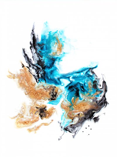 Lebhaftes Teal Gold Abstrakt von Alyson Storms