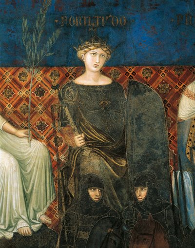 Allegorie der Stärke (Detail) von Ambrogio Lorenzetti