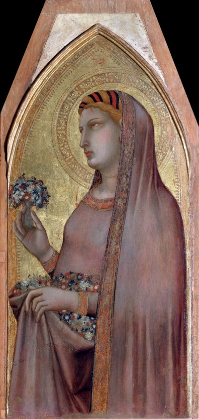 Dorothea von Caesarea oder Dorothea (aus dem Polyptychon der Jungfrau und des Kindes) von Ambrogio Lorenzetti