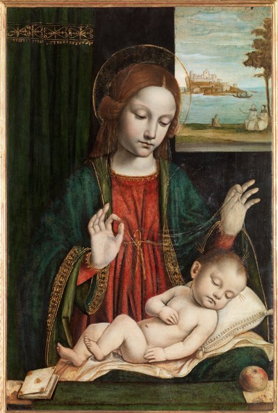 Madonna und schlafendes Kind (Madonna des Schleiers) von Ambrogio da Fossano (c.1460 1523)