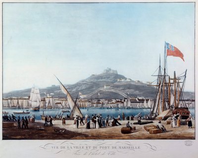 Ansicht des Hafens von Marseille während der Restauration von Ambroise Louis Garneray