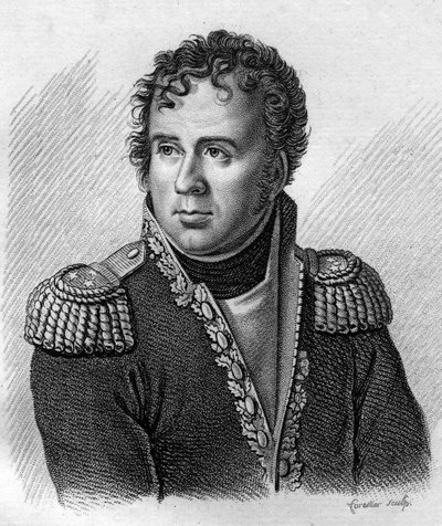 Porträt von Joseph Secret Pascal Vallongue, Brigadegeneral (1763-1806) - in „Porträts der französischen Generäle nach den Siegen und Eroberungen der Franzosen“. Gravur von Ambroise Tardieu 1818. Stella-Sammlung von Ambroise Tardieu