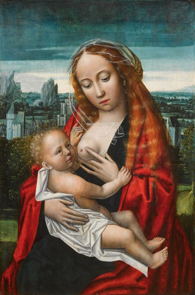 Maria mit Kind vor einer Landschaft von Ambrosius Benson