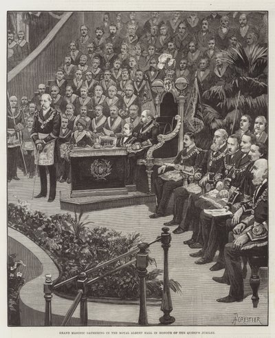 Großes Freimaurertreffen in der Royal Albert Hall zu Ehren des Jubiläums der Königin von Amedee Forestier
